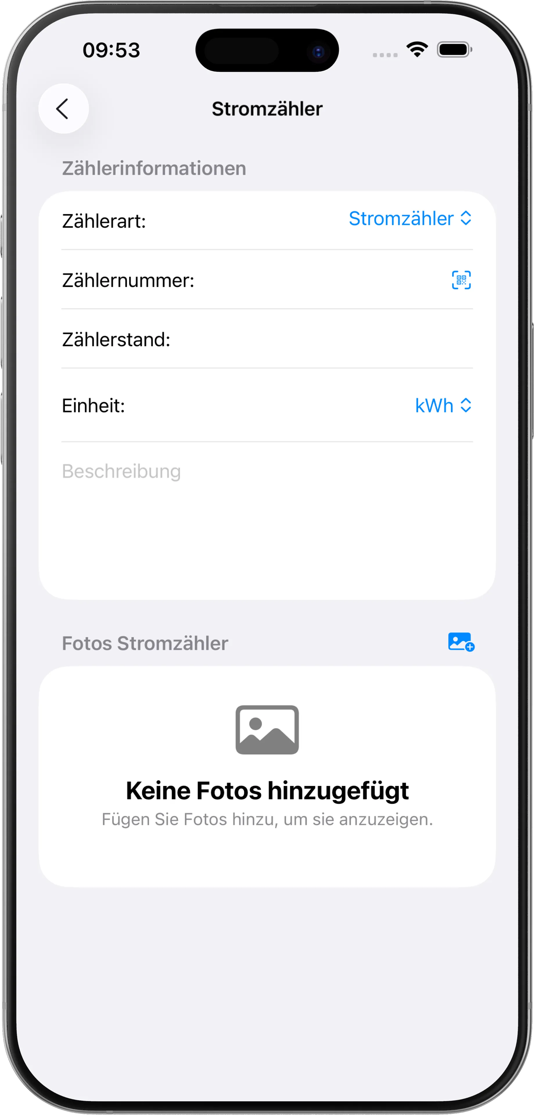 Zählerstandsverwaltung in der Immobilien Protokoll App